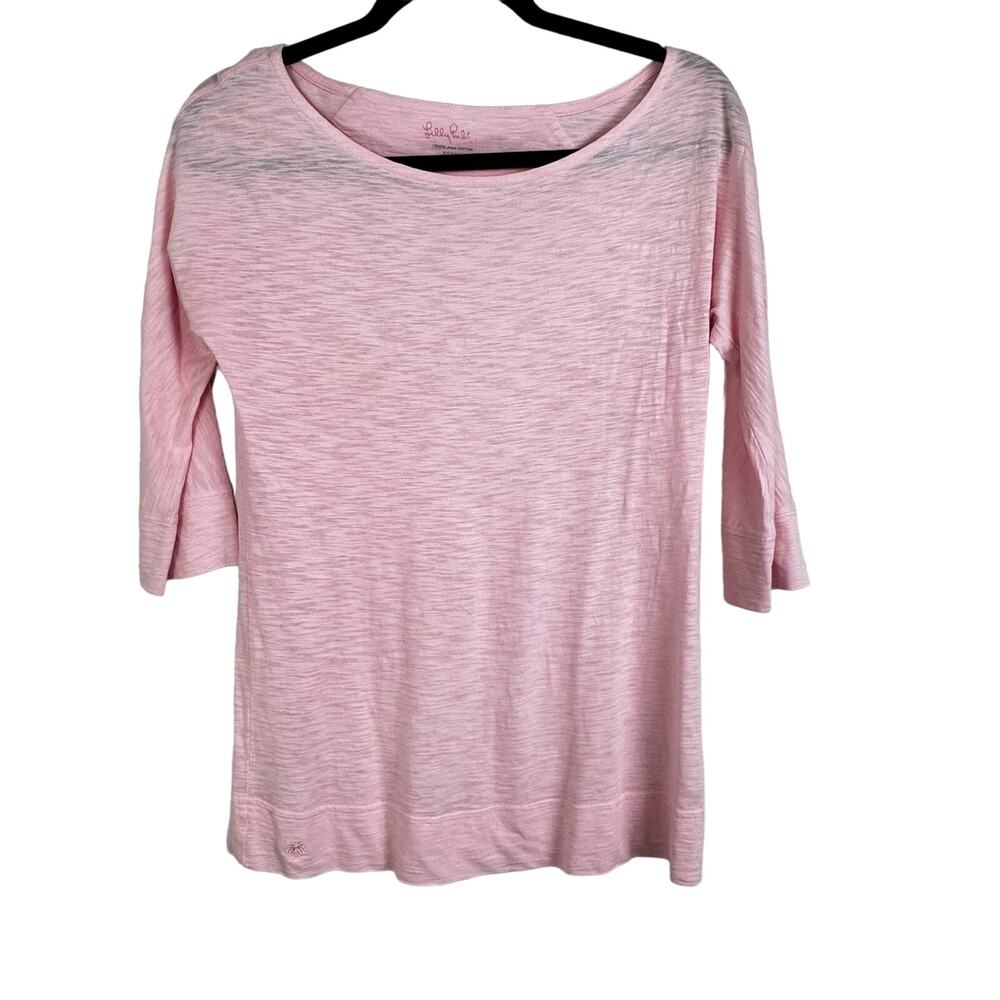 Lilly Pulitzer Pink 3/4 Sleeve Pima Cotton Shirt Size XS Preppy Minimalist